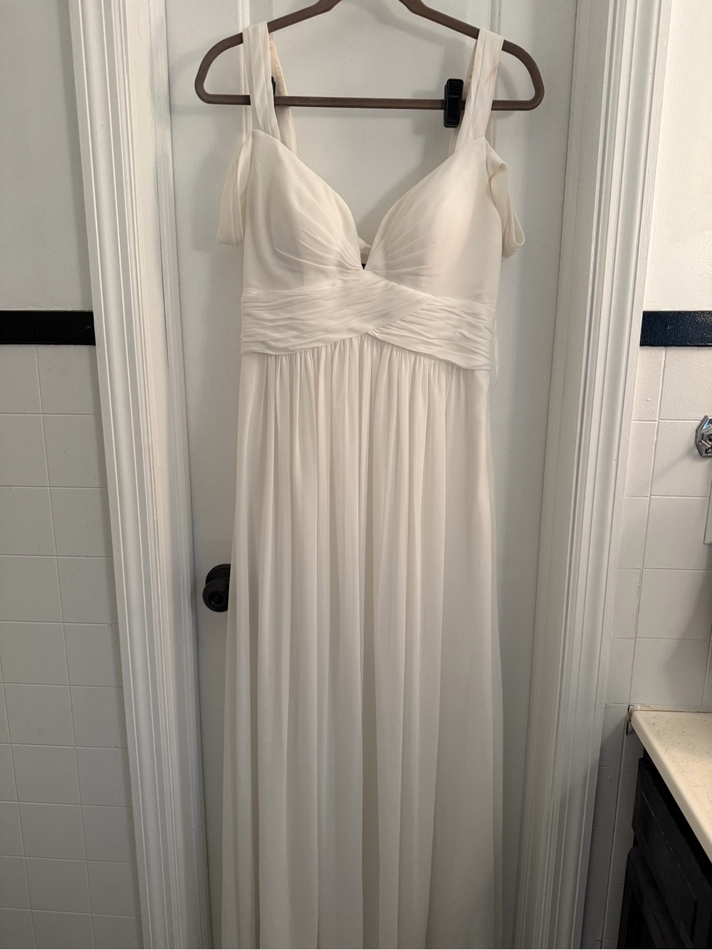 Lulu's White Chiffon Ruched Bodice Maxi Dress